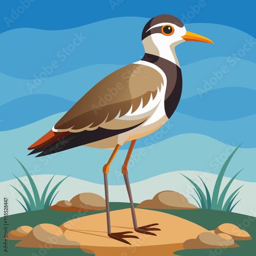 Crab Plover bird powerless stay bank vector illustration