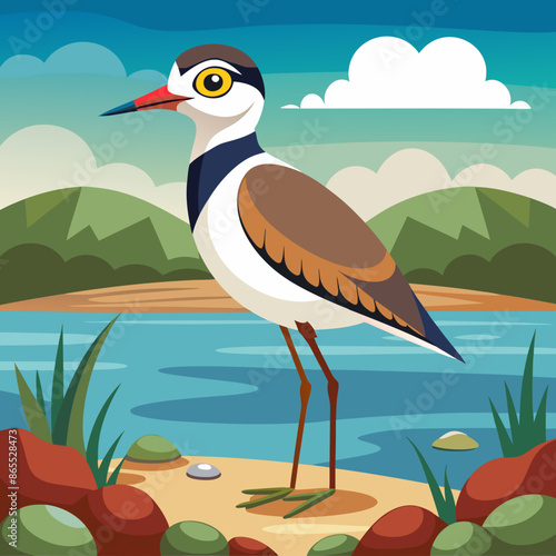 Crab Plover bird powerless stay bank vector illustration