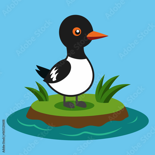 Goldeneye bird upset screams island vector illustration