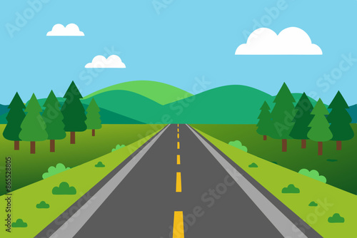 2d road side view no tree vector illustration