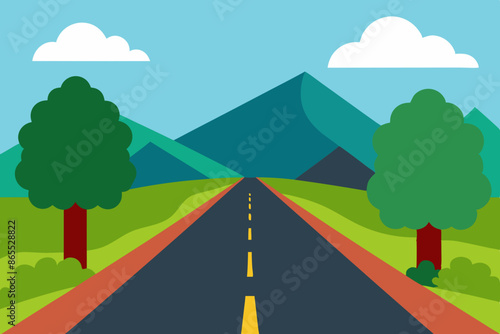 2d road side view no tree vector illustration