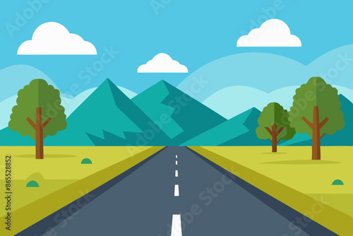 2d road side view no tree vector illustration