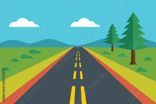 2d road side view no tree vector illustration