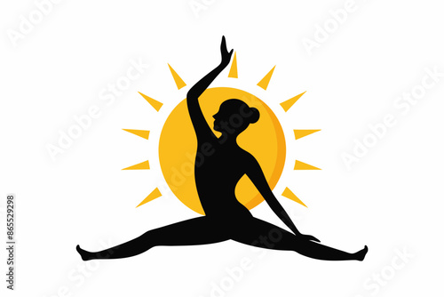 Yoga and Pilates instructor, logo with sun on white background