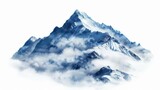 majestic cloudy mountain peak isolated on white background digital illustration