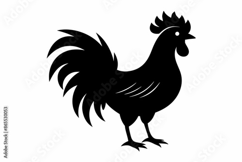 Rooster vector silhouette on white background