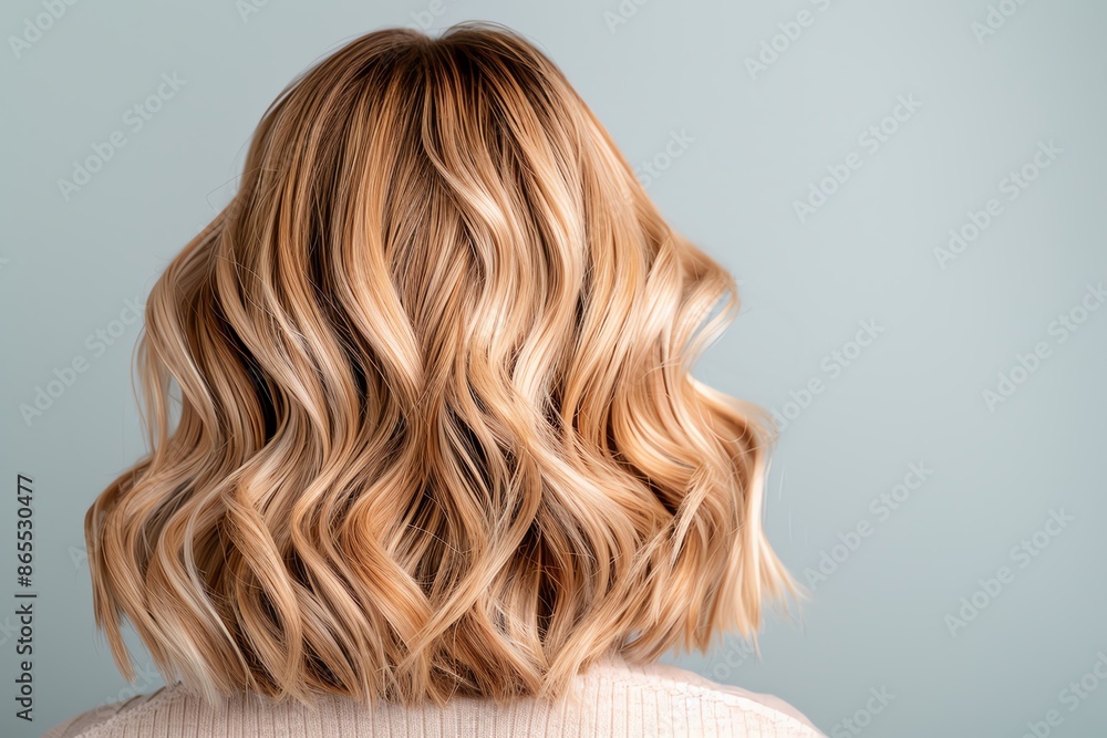 Naklejka premium Woman receiving balayage highlights for a natural look, balayage, subtle hair color
