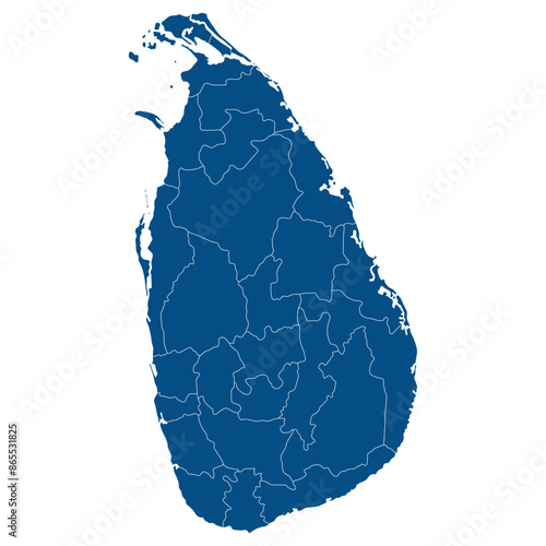 Sri Lanka map. Map of Sri Lanka in administrative provinces in blue color
