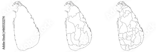 Sri Lanka map. Map of Sri Lanka in white set