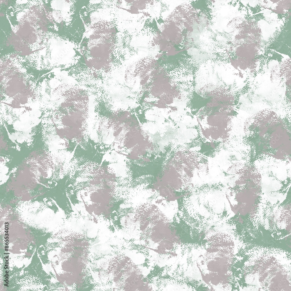 Obraz premium Seamless abstract textured pattern. Green, grey, brown, white. Digital brush strokes background. Illustration. Design for textile fabrics, wrapping paper, background, wallpaper, cover.