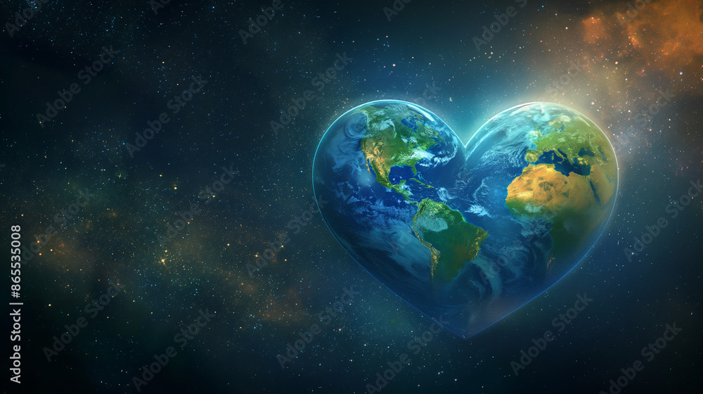 Fototapeta premium heart-shaped earth in space