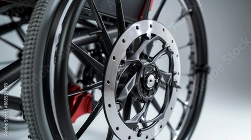 Advanced Shock Absorption Wheelchair Wheel with High-Performance Tires - Close-Up View for Design