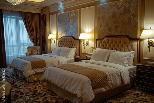 Hotel stylish interior. Premium class hotel room stylish interior
