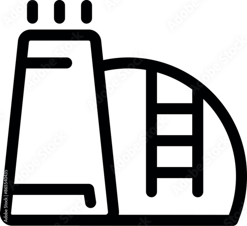 Line icon representing a biogas plant producing renewable energy from organic waste