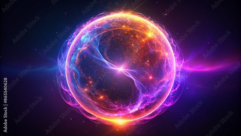 Abstract Cosmic Sphere with Glowing Energy and Particles Abstract Cosmic Sphere with Glowing Energy and Particles