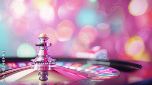 A modern and stylish casino scene featuring a rainbow-themed roulette table, designed in a minimalist style with clean lines and uncluttered space. Ideal for projects that need a dynamic and
