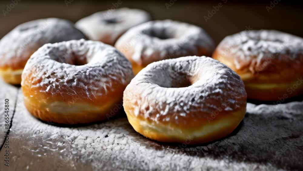 Sweet indulgence A trio of powdered sugarcoated pastries Sweet indulgence A trio of powdered sugarcoated pastries
