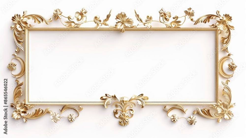 Horizontal Golden Frame on White Background Horizontal Golden Frame on White Background