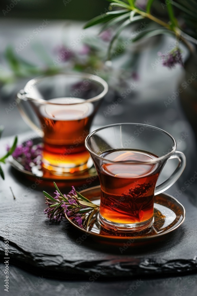 Traditional Turkish serving of aromatic tea in a glass