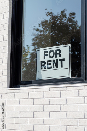 For Rent sign on window of a building