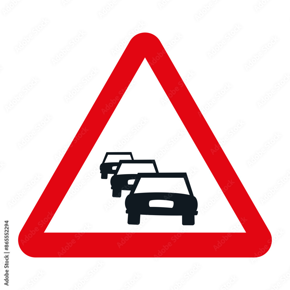 DANGER TRAFFIC SIGNS OF SPAIN, P-31 - Traffic congestion - SVG DANGER TRAFFIC SIGNS OF SPAIN, P-31 - Traffic congestion - SVG