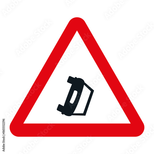 DANGER TRAFFIC SIGNS OF SPAIN, P-32 - Roadway obstruction - SVG