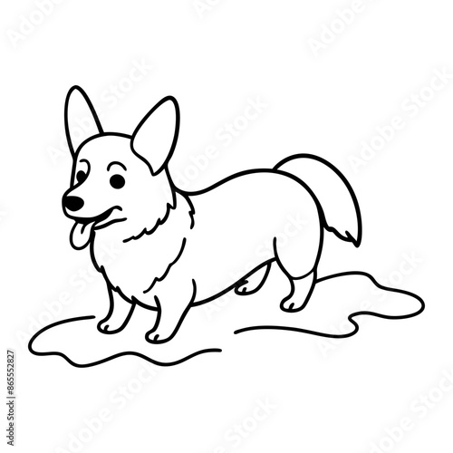 Corgi dog breed vector black line