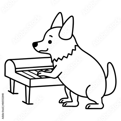 Corgi dog breed vector black line
