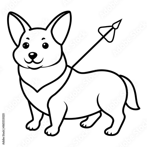 Corgi dog breed vector black line