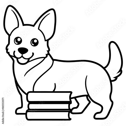 Corgi dog breed vector black line