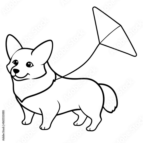Corgi dog breed vector black line