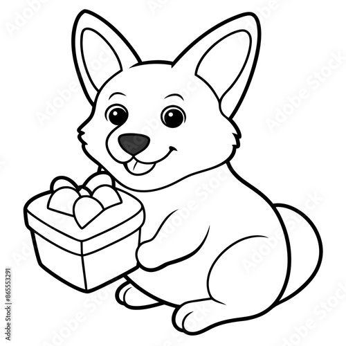 Corgi dog breed vector black line