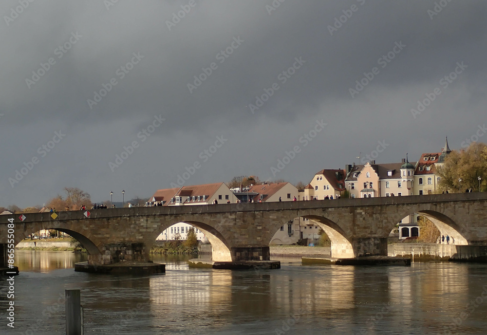 Fototapeta premium European buildings along a river