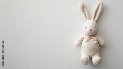 Minimalistic Easter Bunny on White Background with Copy Space