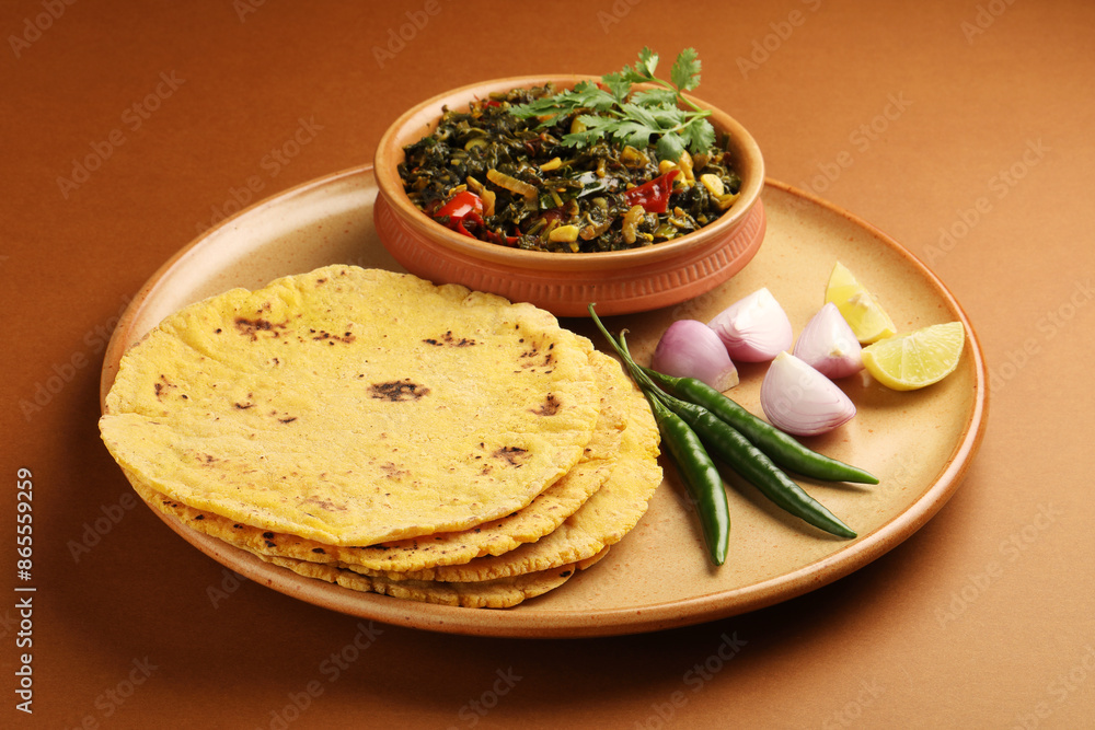 Photo & Art Print Makki Ki Roti & Sarson Ka Sag is basically Corn floor ...