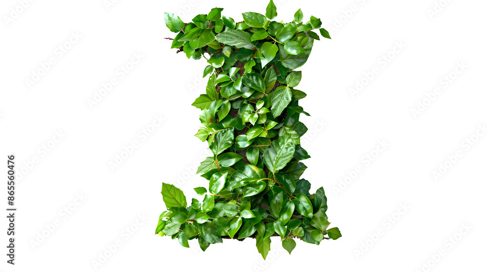 Naklejka premium Letter I Made with Leaves, PNG File, Transparent Background, Isolated on White