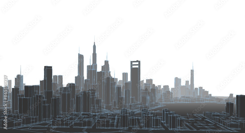 Naklejka premium big modern city 3d illustration 