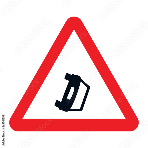 DANGER TRAFFIC SIGNS OF SPAIN, P-32 - Roadway obstruction
