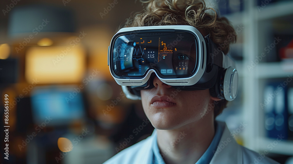 Intern Using VR Headset in Lab Intern Using VR Headset in Lab