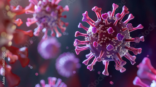 close up of a virus floating in a cellular environment ,3D rendering of virus
