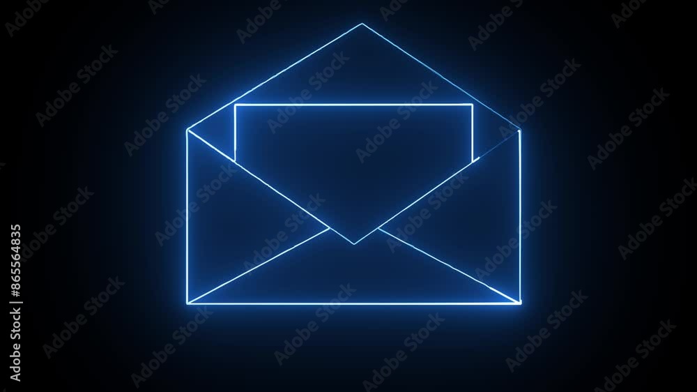 Glowing email icon neon animation on black background. 4k video Glowing email icon neon animation on black background. 4k video