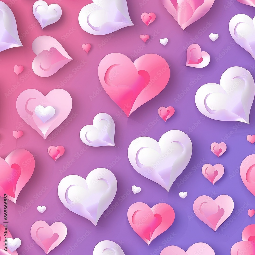 Dreamy Pink and Blue Hearts Floating in Light Dreamy Pink and Blue Hearts Floating in Light