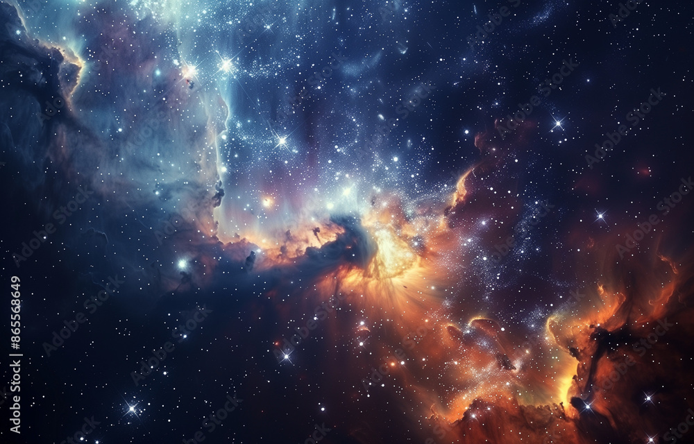A starry with galaxies and nebulas representing A starry with galaxies and nebulas representing