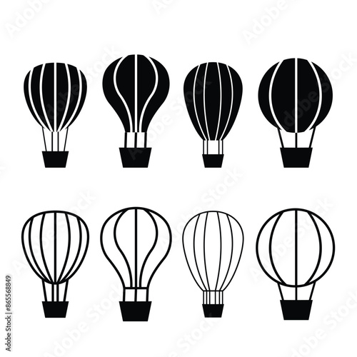 set of hot air balloon icons in vector
