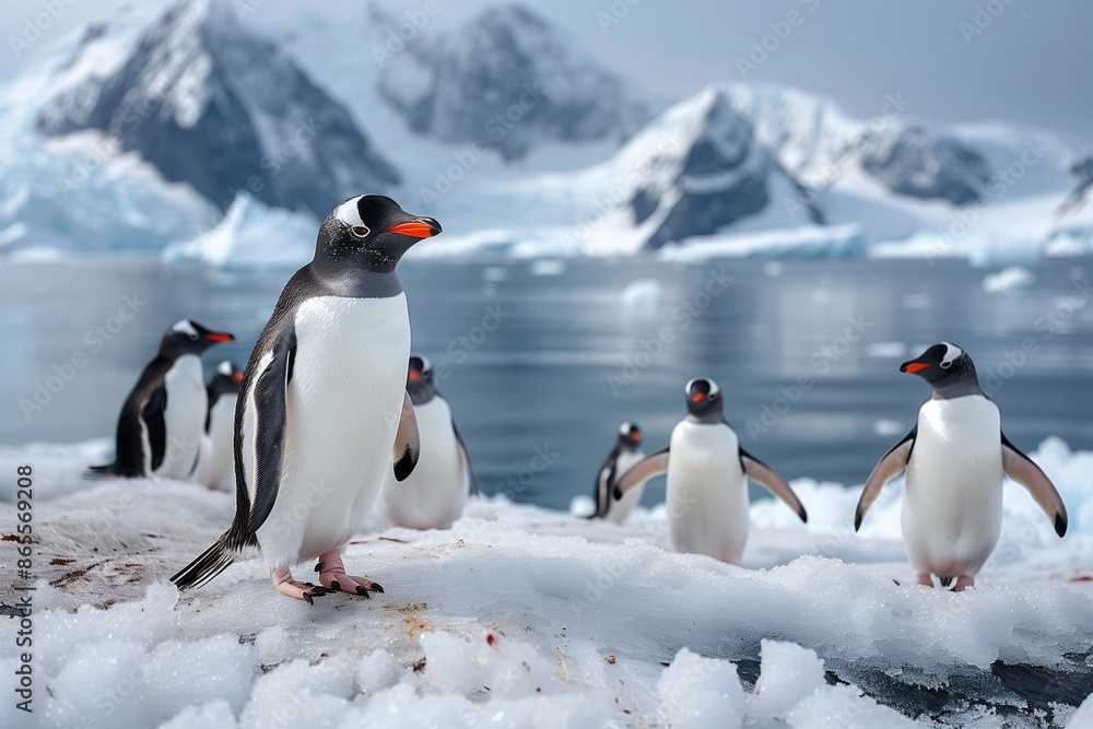 Obraz premium Gentoo Penguins on Island in Antarctica