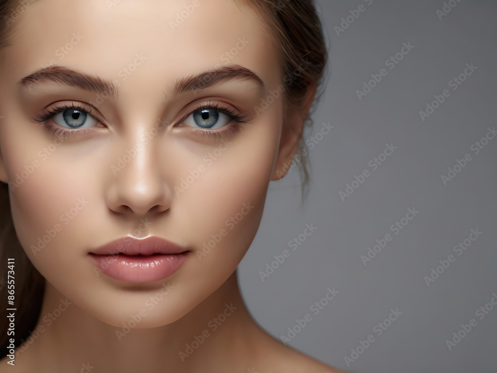 Fototapeta premium portrait of young beautiful woman with perfect smooth skin 