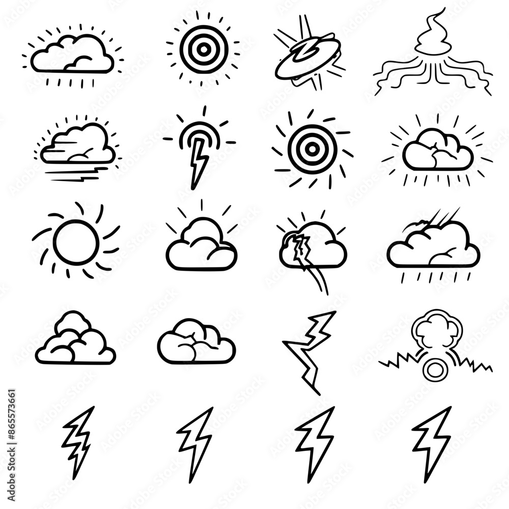 Obraz premium Storm icon, electricity icon, flash icon, lightning icon, thunder icon, thunderstorm icon, weather icon, danger icon, illustration icon, bolt icon, light icon, thunderbolt icon, climate icon, stroke i