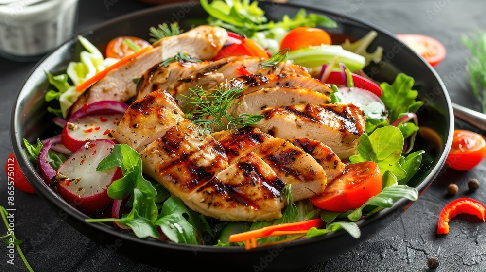 Vegetable salad with grilled chicken Vegetable salad with grilled chicken