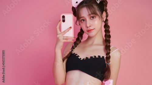 Teenage girl using her mobile phone, social media concept