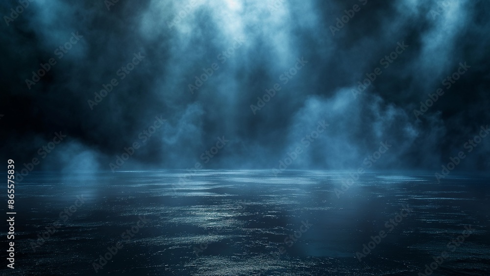 Dark blue empty room with smoke Dark blue empty room with smoke